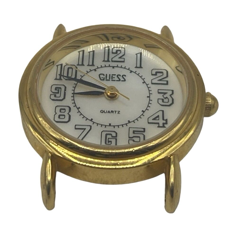 Vintage 1990 Guess Quartz Womens Watch Gold Tone Pearl Dial Needs Battery - Picture 6 of 8